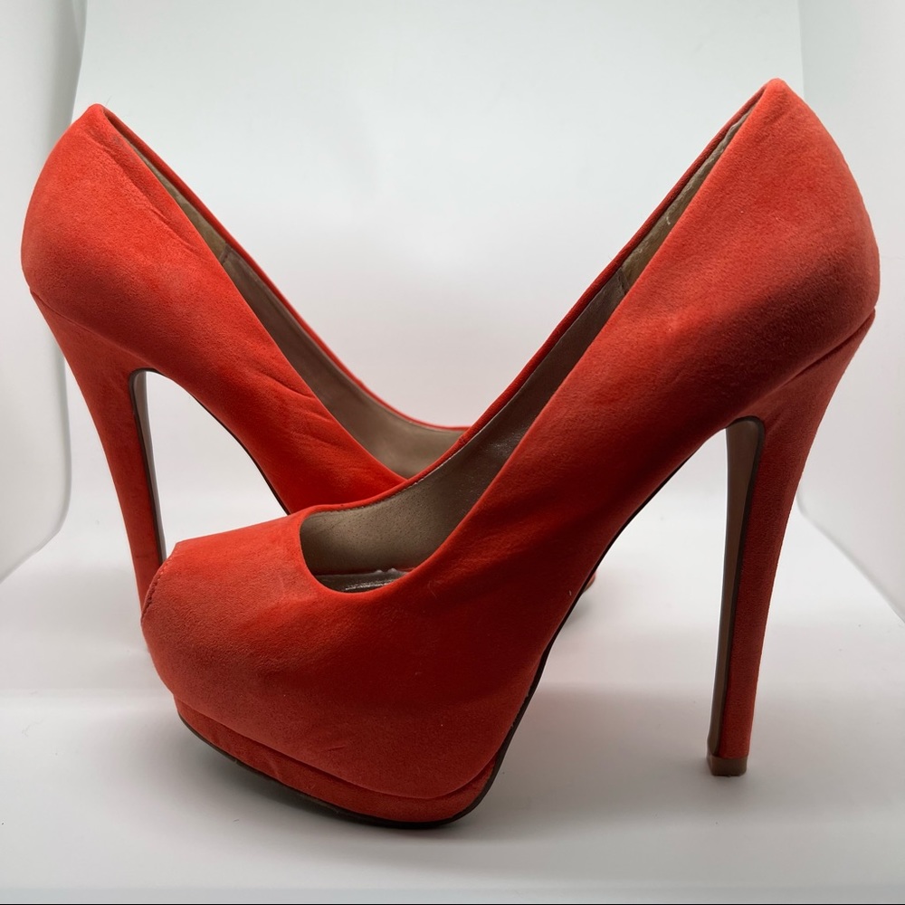 Charlotte Russe Coral Peep-toe Heels Size7